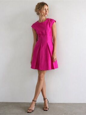Kate Spade Silk Cotton Fuchsia Fit & Flare Cocktail Dress | US 4
